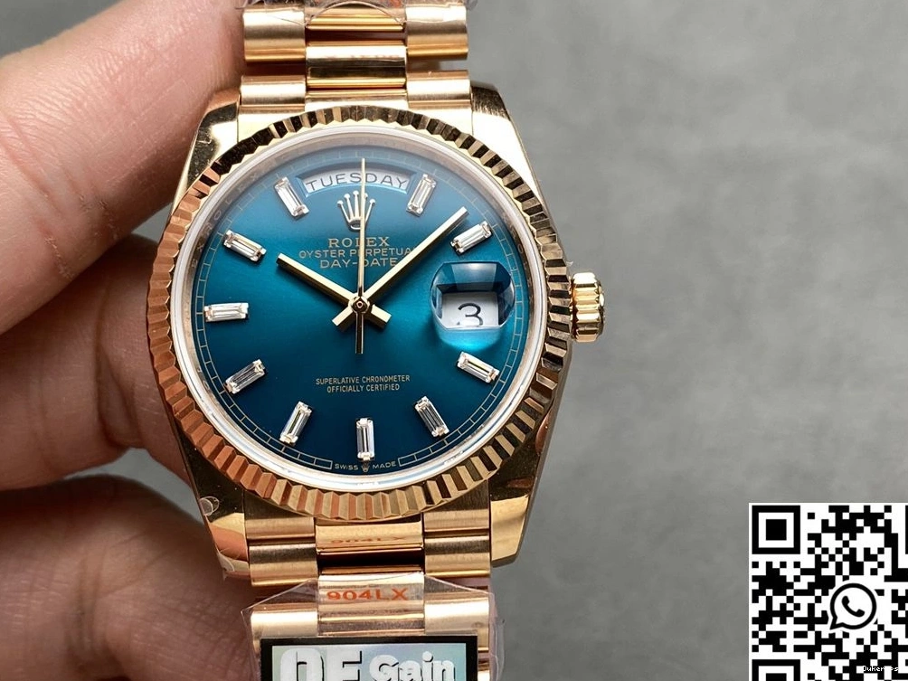 Rolex Dial Day v5 Date Tungsten Rose M128235-0085 Blue QF 943 36mm Steel Flexible Factory Gold 0731